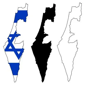 Israel flag map on white background. Outline map of Israel. Israel vector 스톡 일러스트