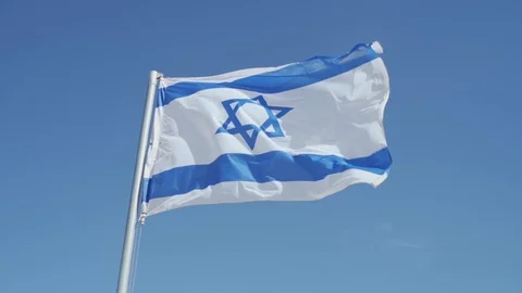 Israel flag moving in the wind in slow motion Stock Footage 102455431