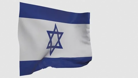 Israel flag on pole Stock Footage 148457627