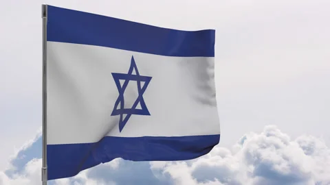 Israel flag on pole with sky background | Stock Video | Pond5