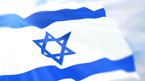Israel Flag Seamless Loop 4k 60fps on Sky Background Stock Footage 340625261
