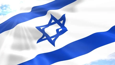 Israel Flag Seamless Loop 4k 60fps on Sky Background Stock Footage 341562251