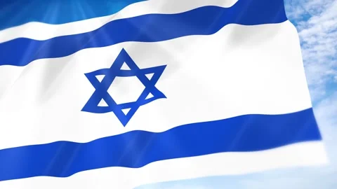 Israel Flag Seamless Loop 4k 60fps on Sky Background Stock Footage 341674160