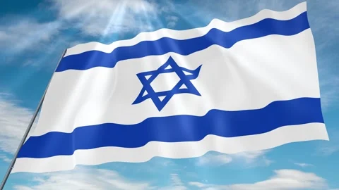 Israel Flag Seamless Loop 4k 60fps on Sky Background 動画素材 341758105