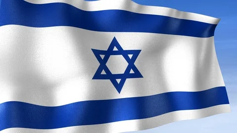 Israel Flag - Set of 3 Angles with Masks [3WaveSeries] Stock Footage 103471610