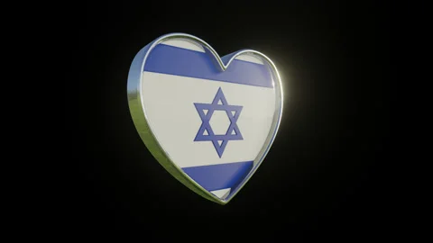 Israel Flag in the Shape of 3D Heart. Stock Footage 135229812