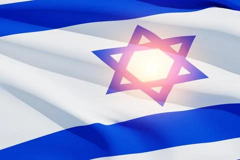 Israel flag with a star of David background. Banner. Stock Illustration