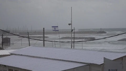 Israel flag in a storm Stock Footage 104321916