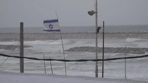 Israel flag in a storm Video stock 104322772