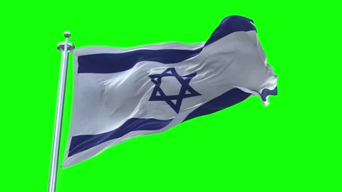 Israel Flag Waving in Loopable and Textured green screen background Video stock 296876792