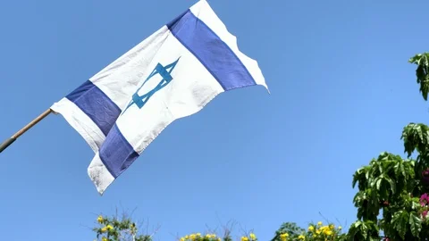 Israel Flag Waving in Wind on blue sky b... | Stock Video | Pond5