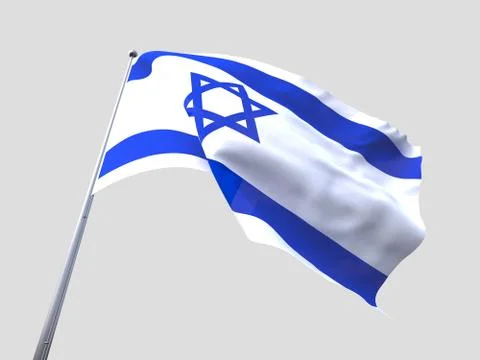 Israel flying flag isolate on white background. 스톡 일러스트
