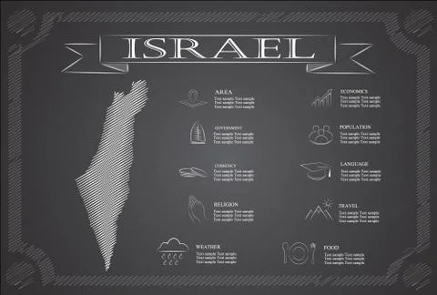Israel infographics, statistical data, sights. Stock Illustration