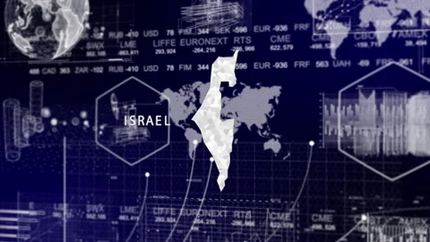 Israel Map Animation Loop | Growth, GDP, Oil Economy &amp; Development Insights Stock Footage 331572057