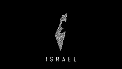 Israel map appearing with scribble effect on black background Video stock 317693662