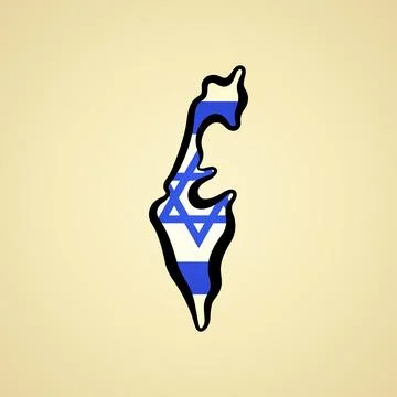 Israel - Map colored with flag Illustrazione stock