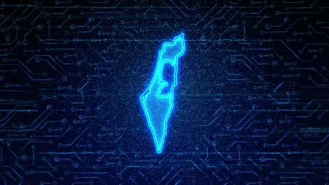 Israel Map Digital Technology Opener Stock Footage 335081347