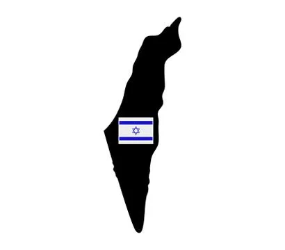 Israel map with flag on white background Stock Illustration