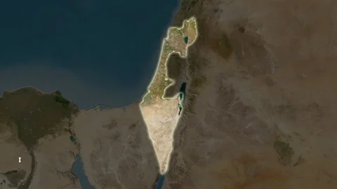 Israel map - solid. Glow. Satellite. Lab... | Stock Video | Pond5
