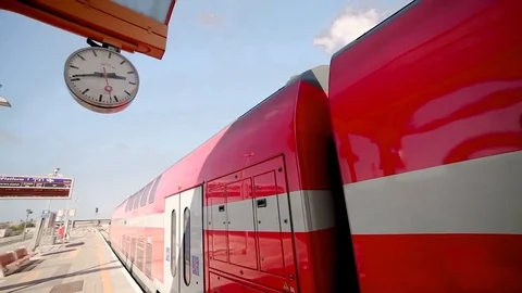 Israel railways - station clock Stock Footage 89748150