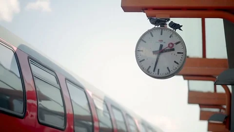 Israel railways - station clock Video stock 89748151