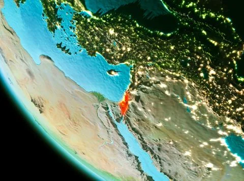 Israel in red in the evening Stock Illustration