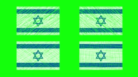 Israel Scribble Animation on Green Screen Background. Looping seamless anim.. Stock Footage 228146669