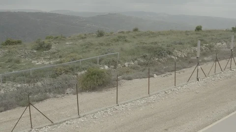 Israel security border 4k drone aerial ungraded/flat Stock Footage 107909212