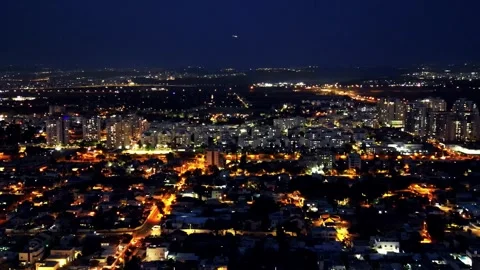 Israel Skyline at Night Stock Footage 246715440