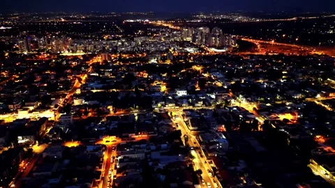 Israel Skyline at Night Stock Footage 246715443