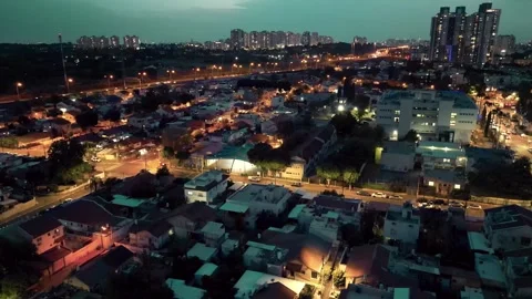 Israel Skyline at Night Stock Footage 246715461