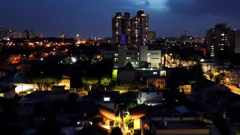 Israel Skyline at Night Stock Footage 246715465