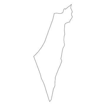 Israel - solid black outline border map of country area. Simple flat vector Stock Illustration