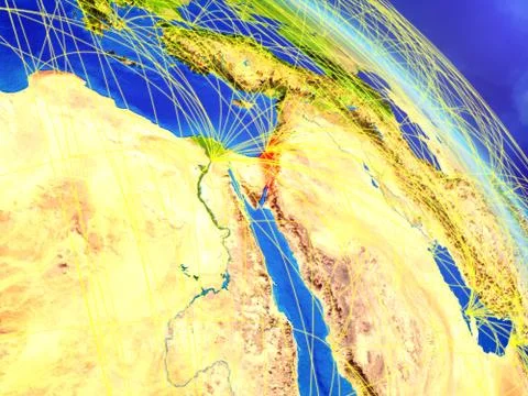 Israel from space with network Stock Illustration