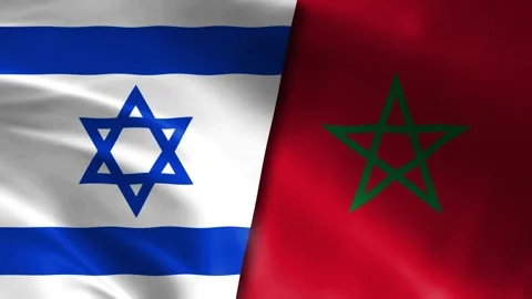Israel vs Morocco Flag Waving Cloth Motion Animation Stock Footage 344160501