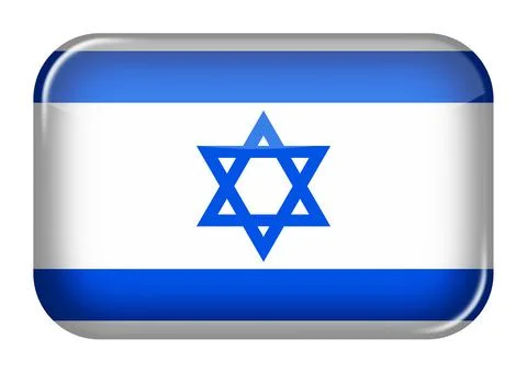 Israel web icon rectangle button with clipping path 3d illustration Stock Illustration