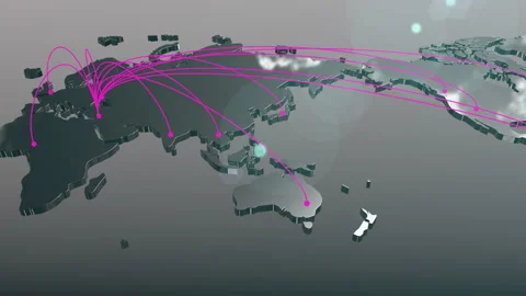 Israel to the world spread connection map animation Stock Footage 154947739
