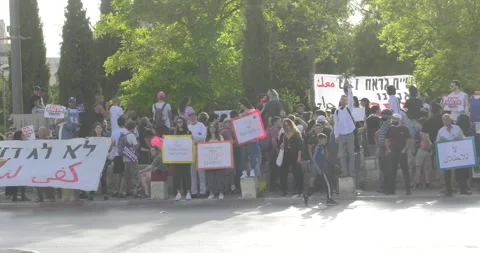 Israeli &amp; Arab Activists Protest in Sheikh Jarrah (Commercial use fully granted) Stock Footage 240958978