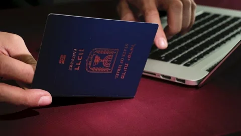 Israeli citizen insert data from International Travel document Passport for b Stock Footage 138724910