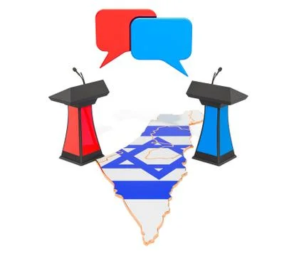 Israeli Debate concept, 3D rendering Ilustración de archivo