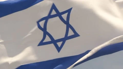 Israeli flag blowing in the wind. State of Israel Star of David Stock Footage 239252409