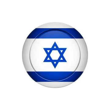 Israeli flag on the round button, vector illustration Stock Illustration