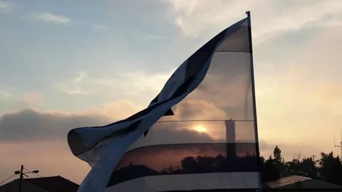 Israeli Flag in Sunset Video stock 132332596