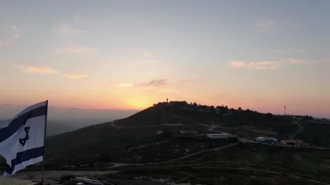 Israeli Flag in Sunset Video stock 132333072
