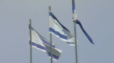 Israeli Flags Stock Footage 487696