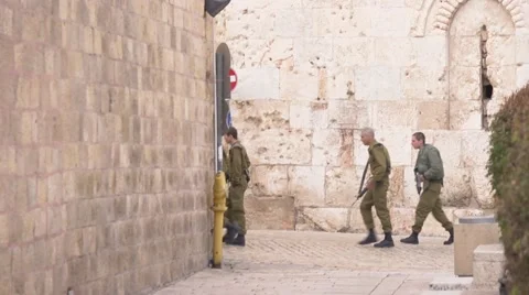 Israeli Soldiers in the Old City Jerusalem Stock Footage 59190296