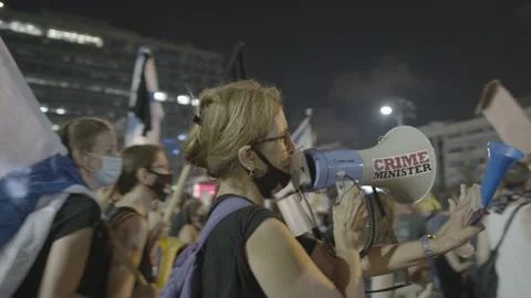 Israelis protest response to economic fallout from virus covid-19 Stock Footage 139496435
