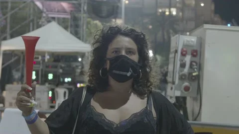 Israelis protest response to economic fallout from virus covid-19 Stock Footage 139496498