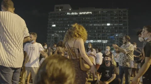 Israelis protest response to economic fallout from virus covid-19 Stock Footage 139496513