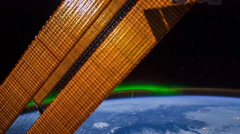 ISS  Aurora Borealis Canada Central To US, Time Lapse 4K Video stock 46837187